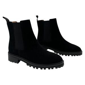Quince Suede Lug Sole Chelsea Ankle Boots Booties Black Size 7